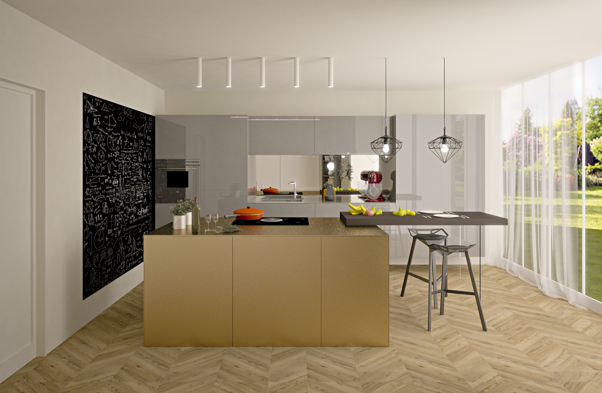 <strong>A gold kitchen for a unique and precious effect<span><b>in</b>Residential  </span></strong><i>→</i>